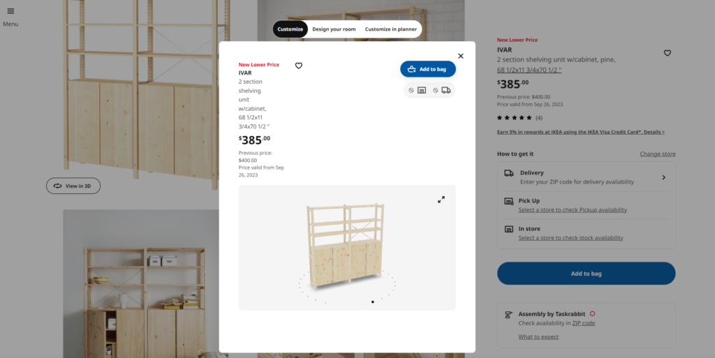 Ikea started utilizing interactive product visuals