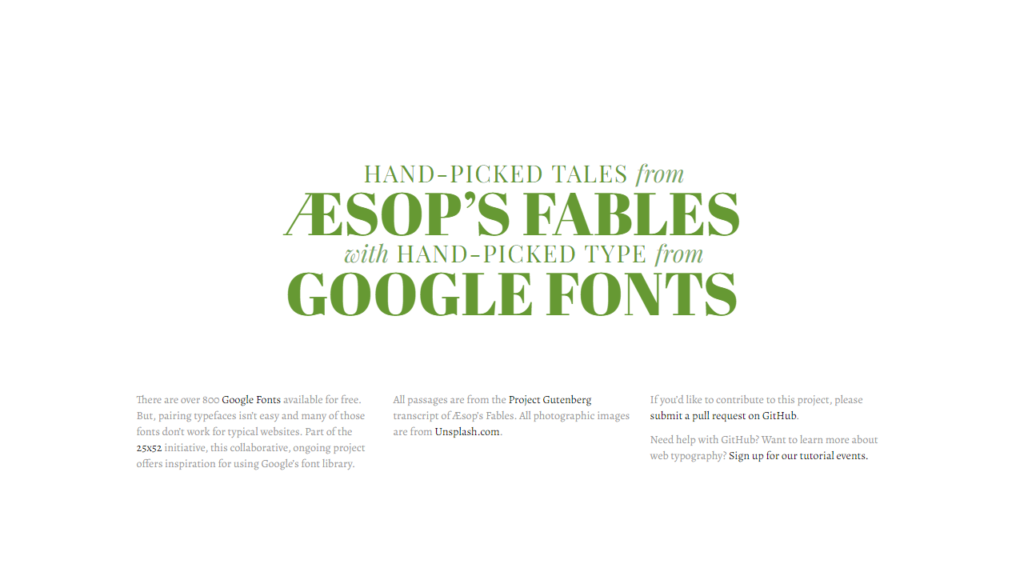 Google Type is a graphic inspiration board for Google Fonts