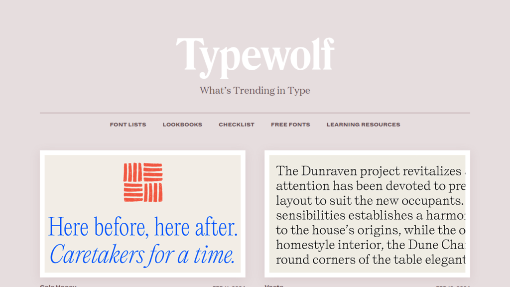 typewolf another Font pairing tools for Web designers
